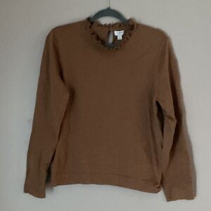 J. Crew Tan Ruffle Collar Sweater